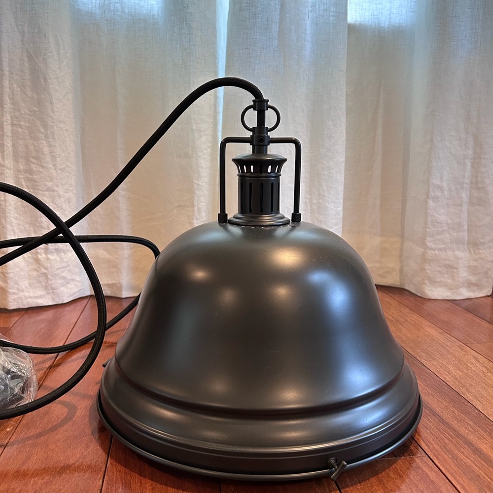Industrial Matte Black Pendant Light Fixture - Picture 1 of 5